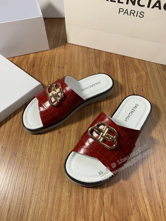 Balenciaga經典款男鞋 巴黎世家頂級版本男士夏季牛皮鞋面涼拖  hdbl1283